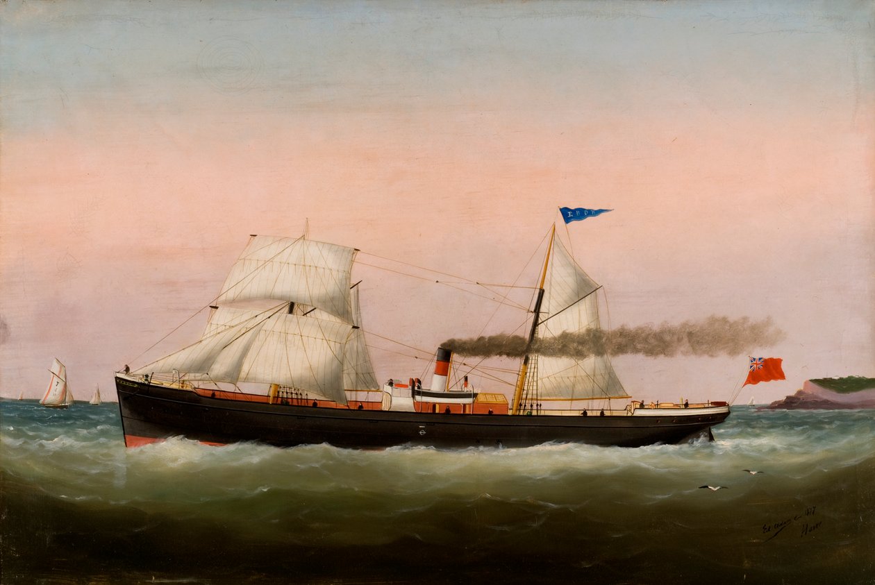 Barcos à Vela, Le Havre, 1877 de Edouard Marie Adam