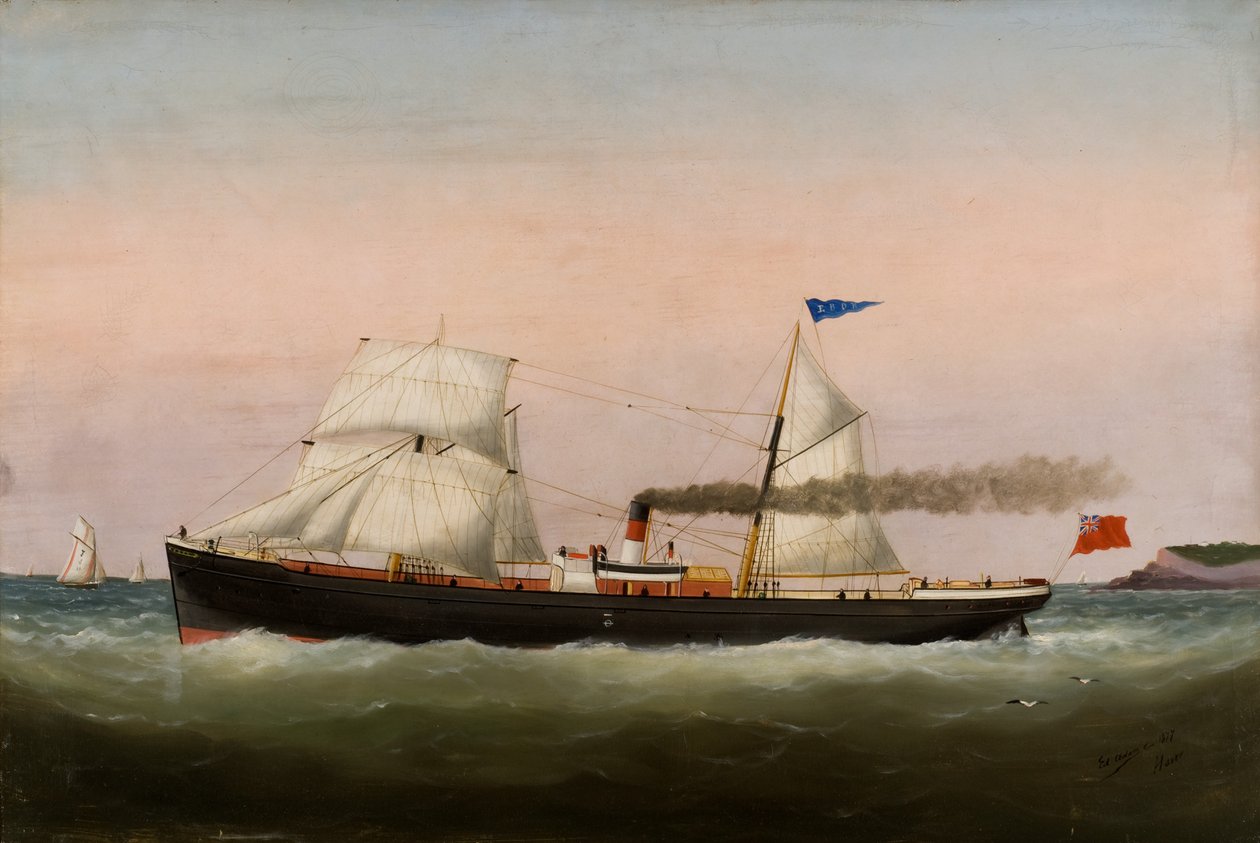 Barcos à Vela, Le Havre, 1877 de Edouard Marie Adam