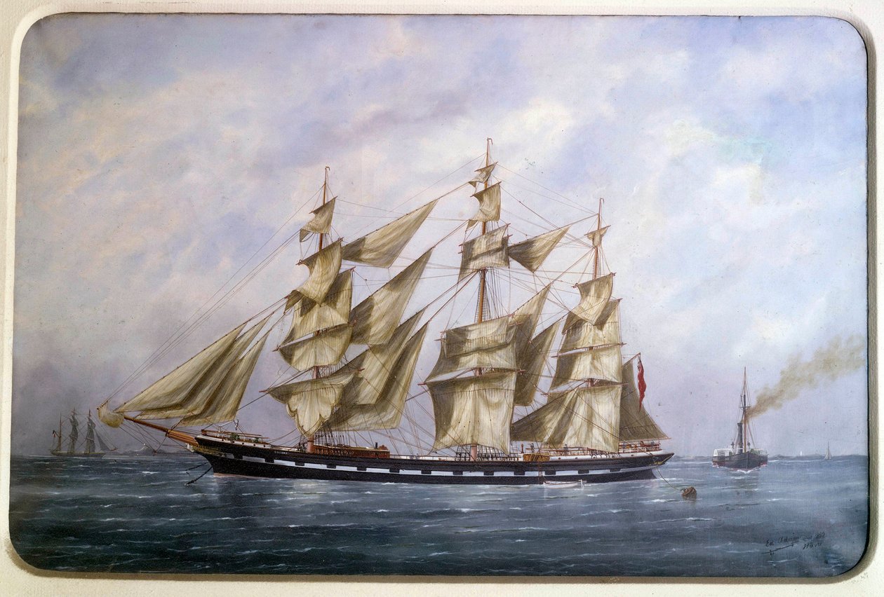 O Rossdhu, três esteiras inglesas com aguarela seca de Edouard Adam (1847-1929) 1882 Paris, Musee de la Marine de Edouard Marie Adam