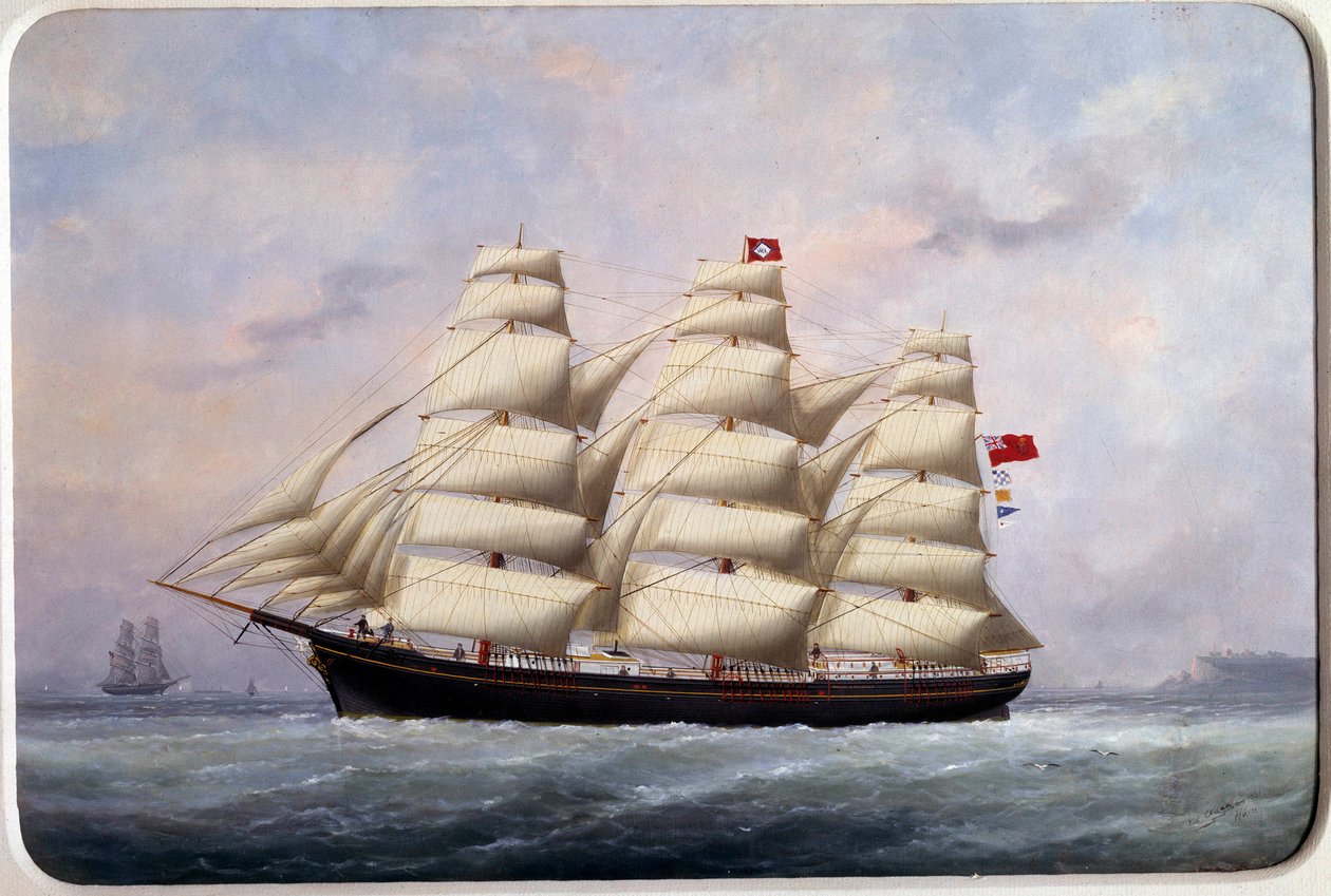 O veleiro William Lawrence Watercolour de Edouard Adam (1847-1929) 1881 Paris, Musee de la Marine de Edouard Marie Adam