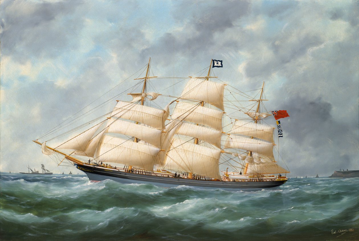 O navio "Haddon Hall", meados do século XIX a princípios do século XX (pintura a óleo) de Edouard Marie Adam