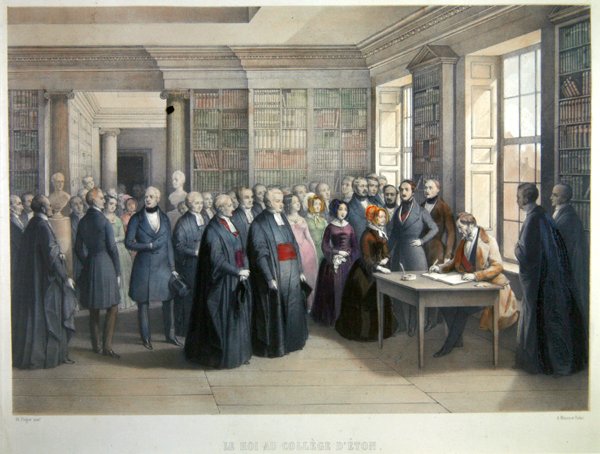 O Rei Louis-Philippe assinando o livro do visitante durante sua visita ao Colégio Eton em 10 de dezembro de Edouard Pingret
