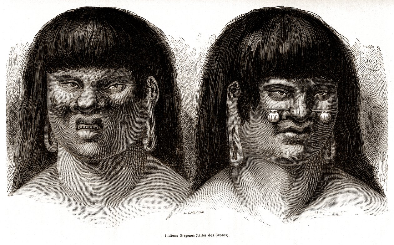 Casal de índios peruanos Orejones (tribo Ccotos) de Edouard Riou