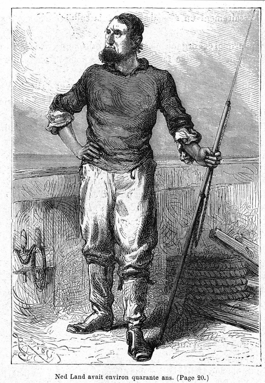 Ilustração de "20.000 léguas submarinas", de Júlio Verne de Edouard Riou
