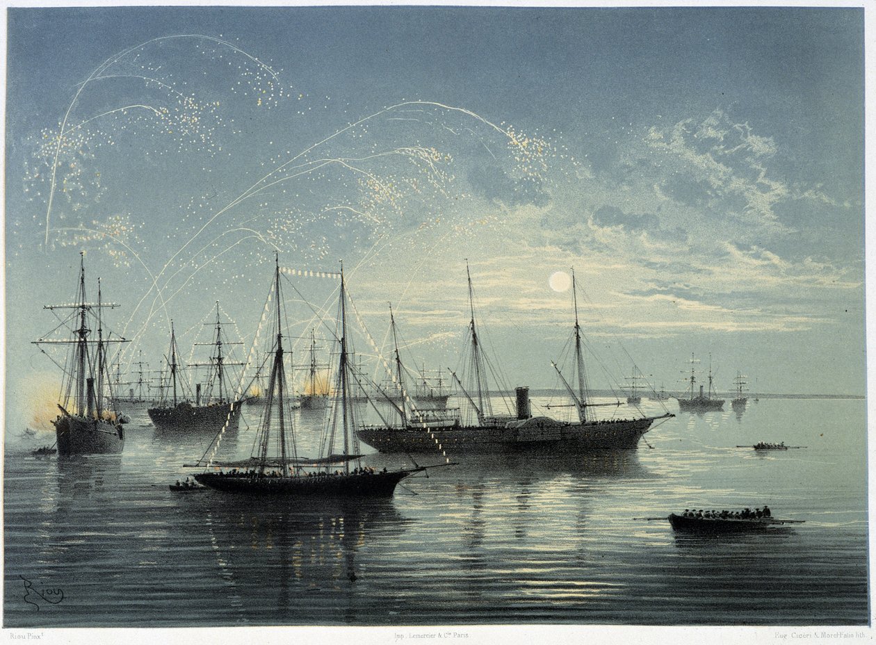 Inauguração do Canal de Suez por G. Nicole. 1869 de Edouard Riou