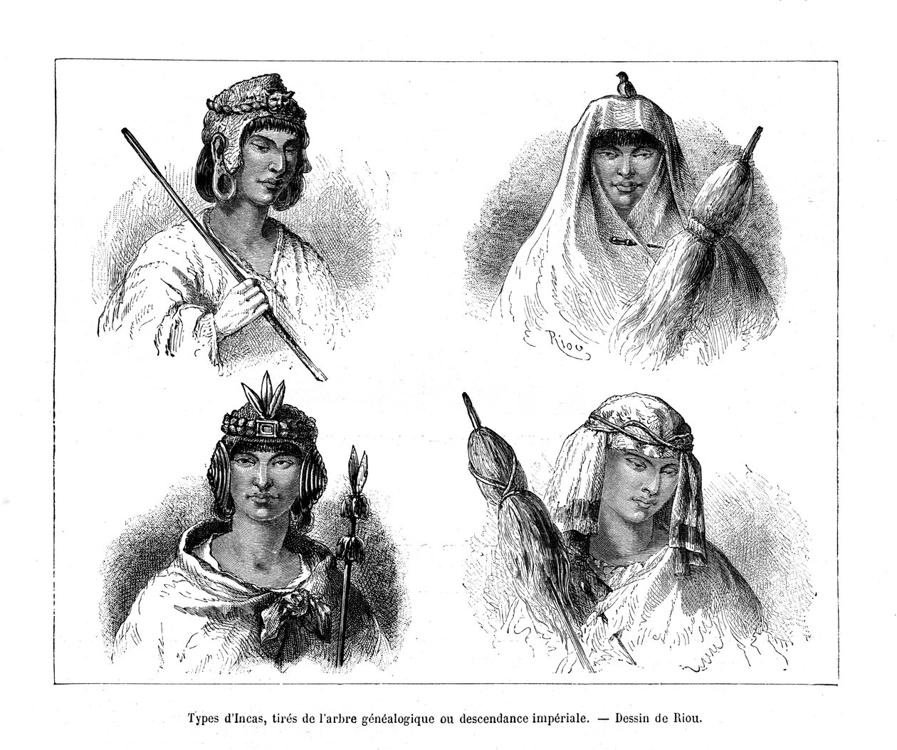 Tipos Incas, Peru, século XIX de Edouard Riou