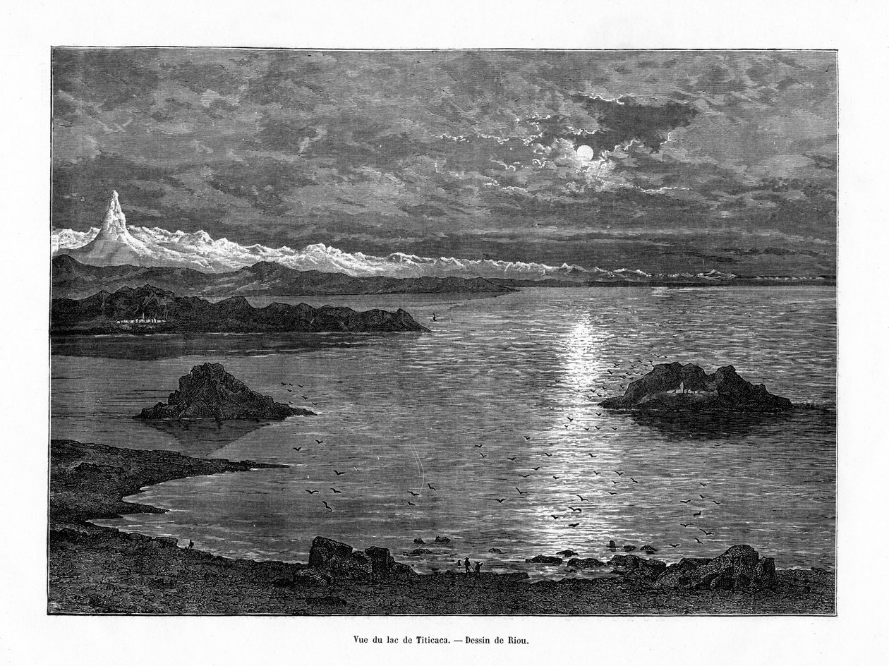Lago Titicaca, América do Sul, século XIX de Edouard Riou