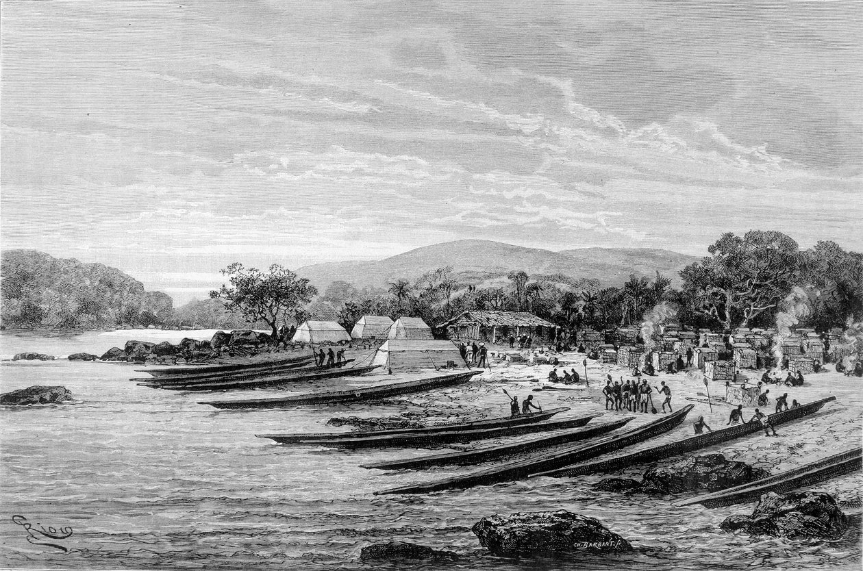 Sede do Lope em África. Em "Journey in the West African" por Brazza de Edouard Riou