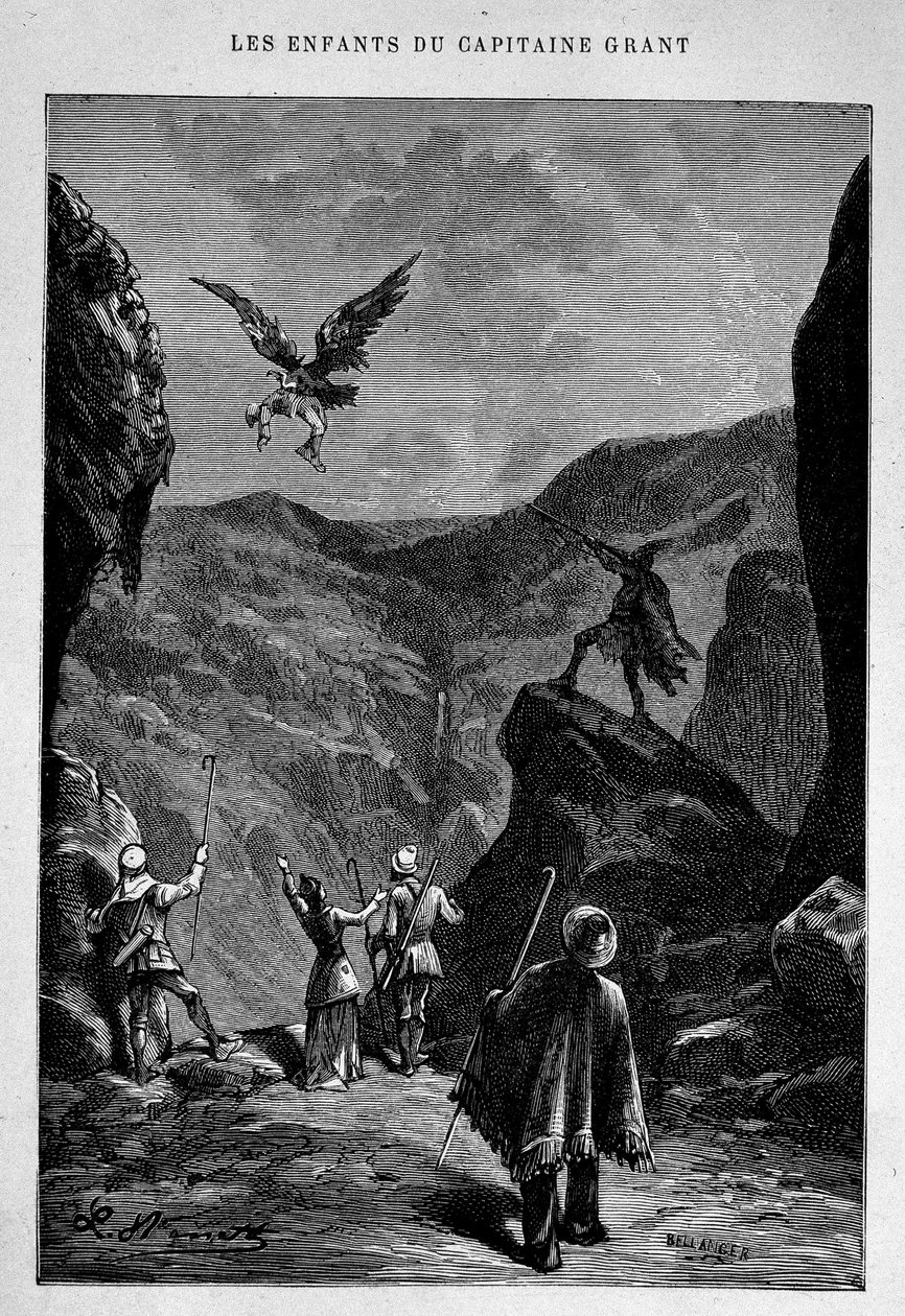 Oh, olha... o... o... o... Robert! em "The Children of Captain Grant" de Jules Verne de Edouard Riou