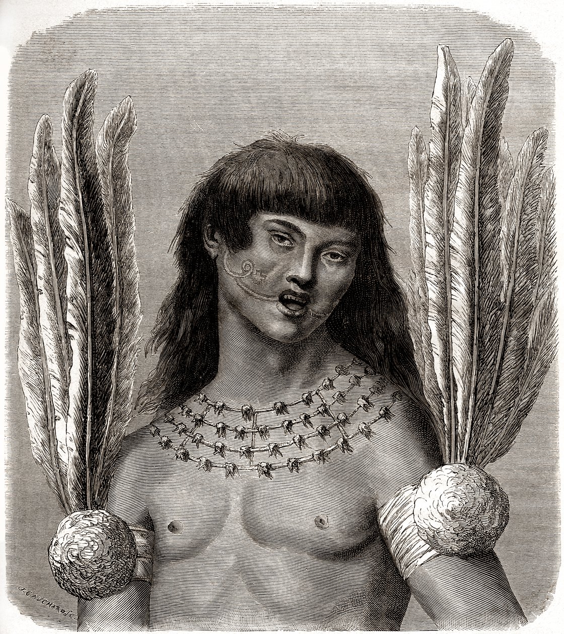 Retrato de um índio Ticuna do Peru de Edouard Riou