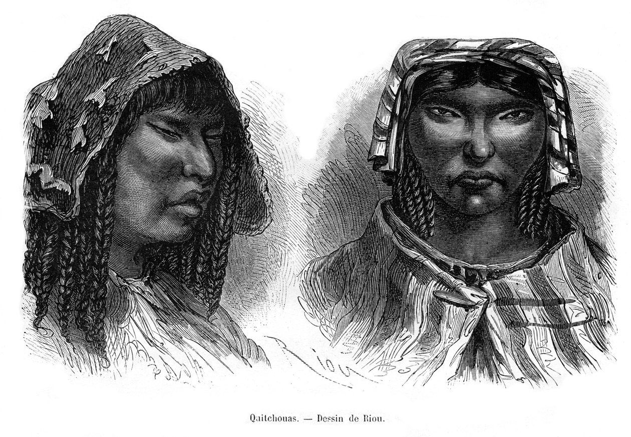 Índios Quichua, América do Sul, século XIX de Edouard Riou