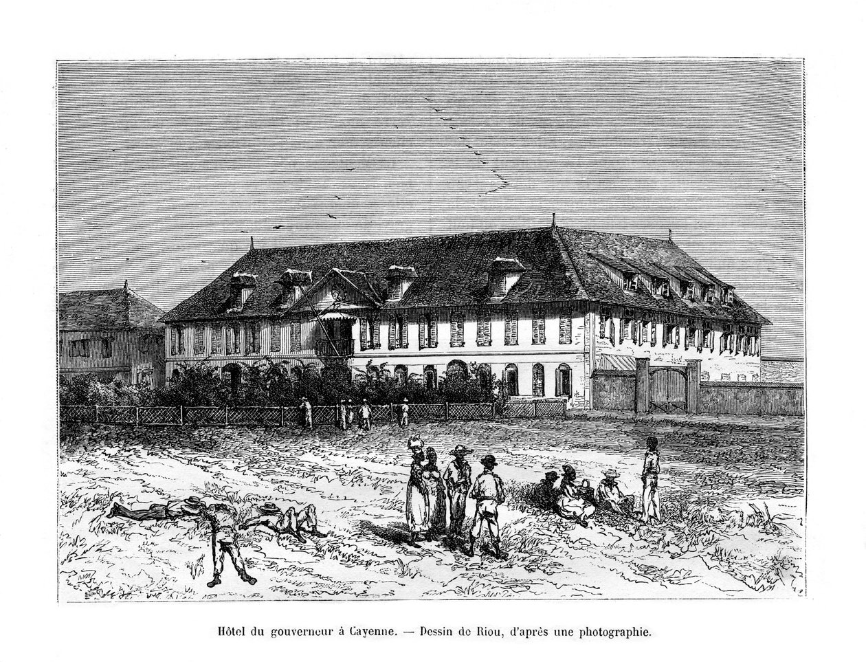 Casa dos Governadores, Cayenne, Guiana Francesa, América do Sul, século XIX de Edouard Riou