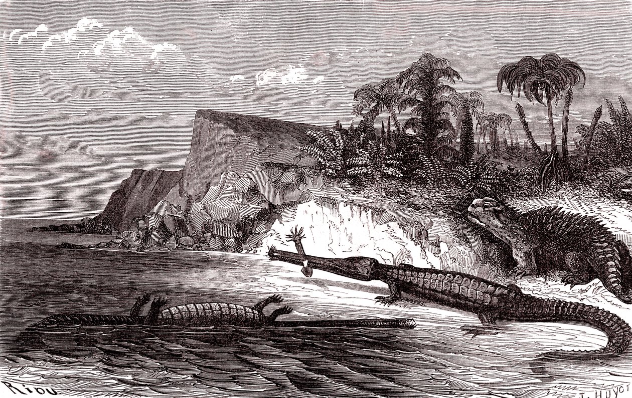 O Teleosaurus e o Hyleosaurus de Edouard Riou