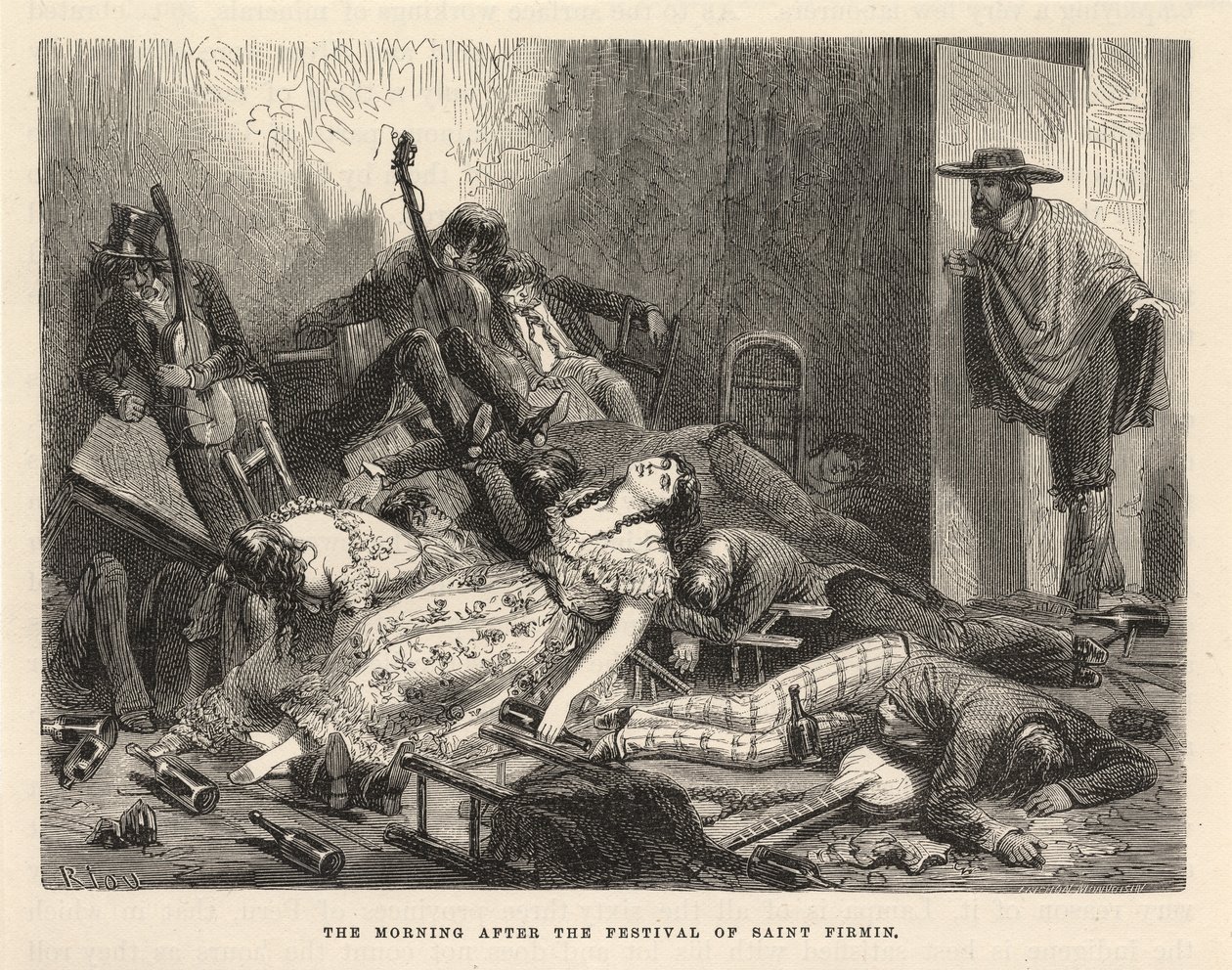 A manhã após a Festa de São Firmino, Nova Iorque 1875 (gravura) de Edouard Riou