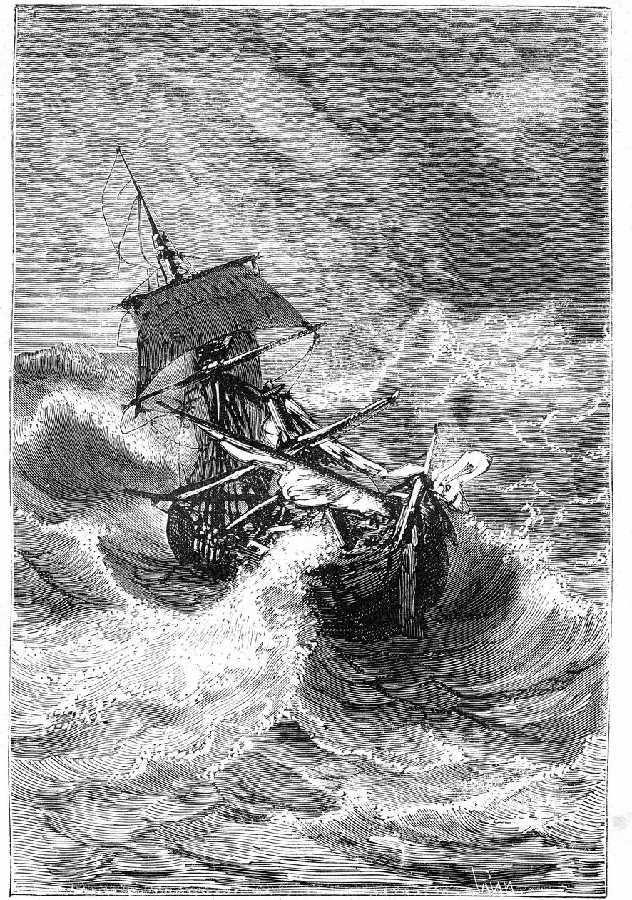 vinheta do livro de Jules Verne "Os Filhos do Capitão Grant, Viagem ao Redor do Mundo", 1867 de Edouard Riou