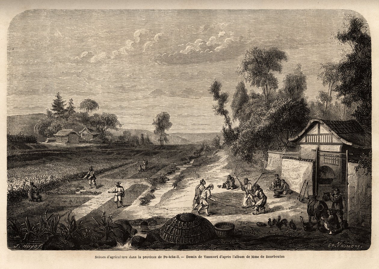 Cenas da agricultura na época da colheita, na província de Pe-Tche-Li (Pe Tche Li) de Edouard Vaumort