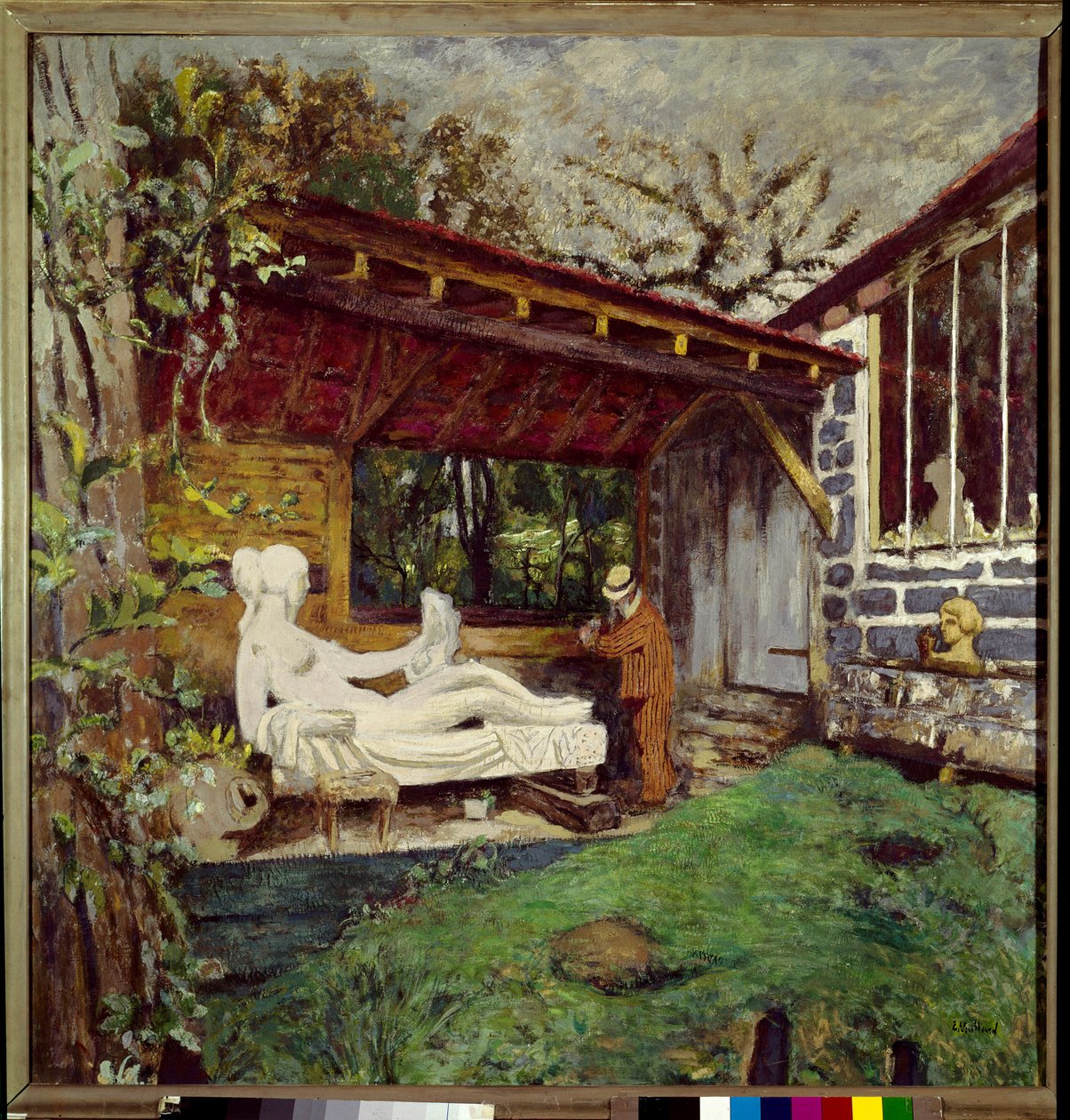 Aristide Maillol terminando a escultura em homenagem a Paul Cezanne, século XX (óleo sobre tela) de Edouard Vuillard