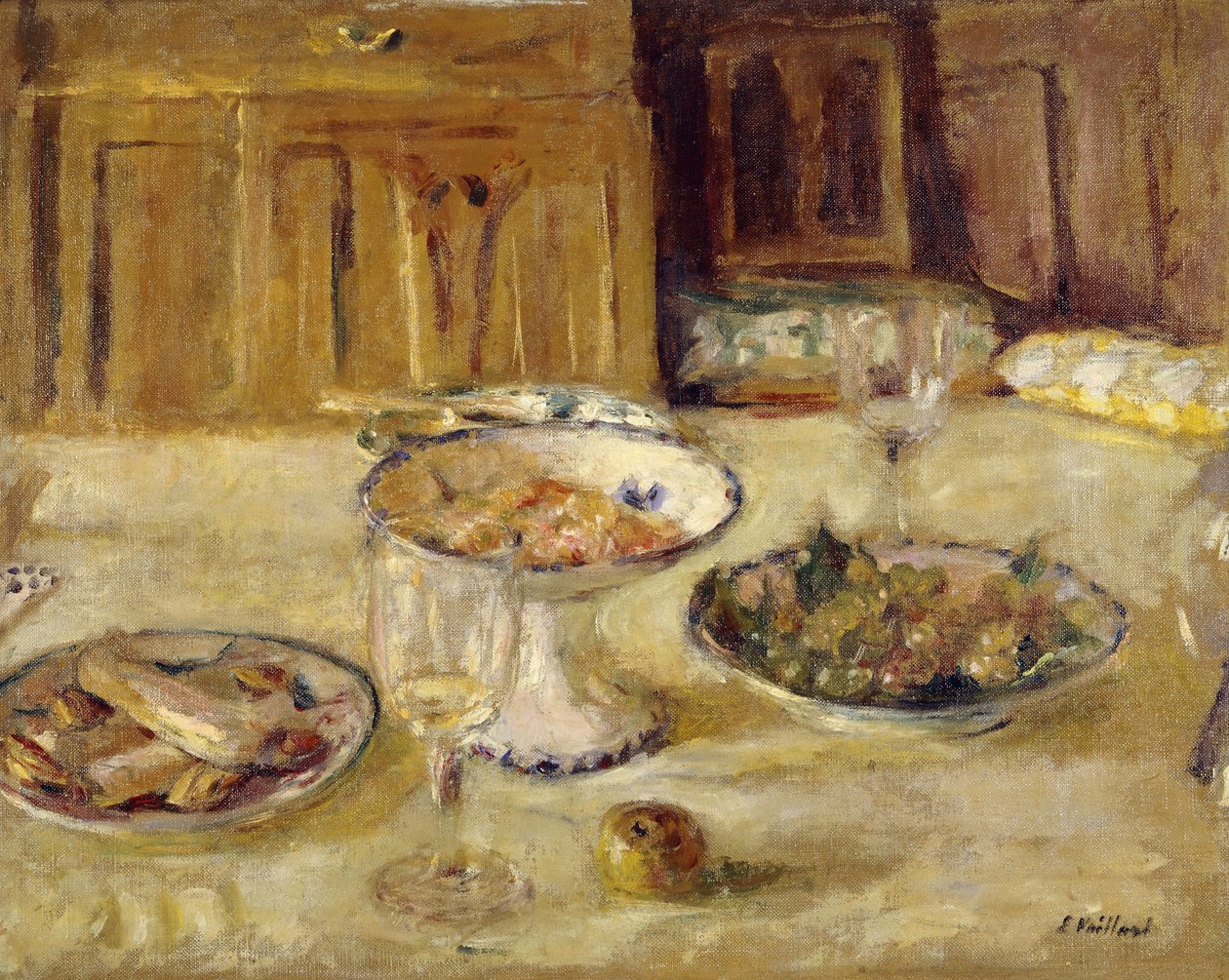 Biscoitos e compotas de frutas; Prato de frutas e biscoitos, c. 1922 de Edouard Vuillard