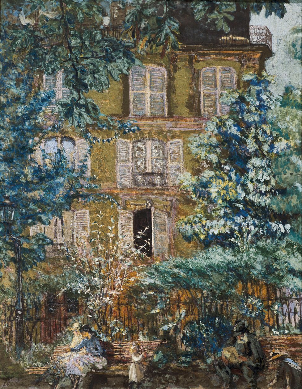 Fachada da casa na praça (óleo sobre tela) de Edouard Vuillard