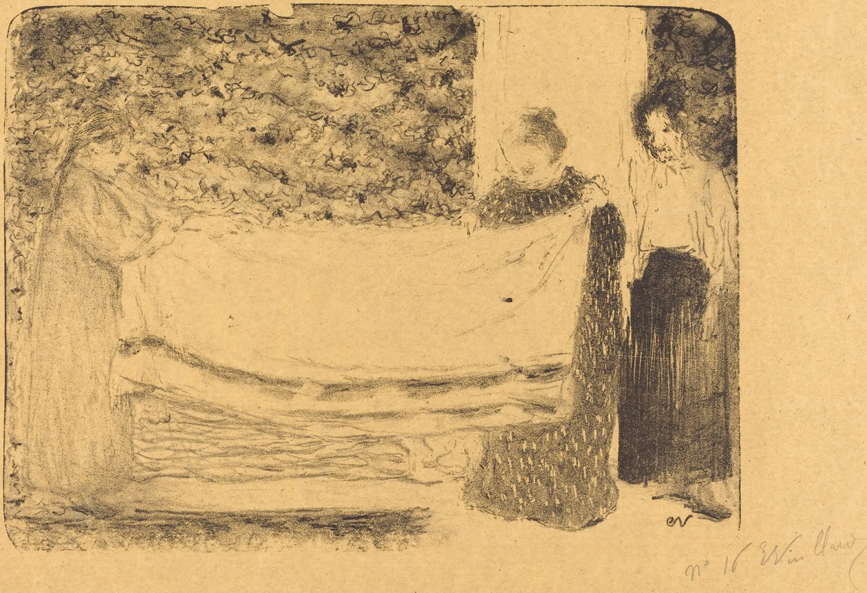 Dobrando o linho (Le pliage du linge) de Edouard Vuillard