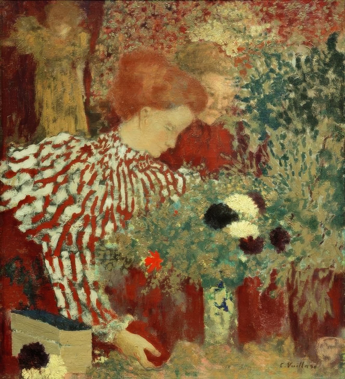 Mulher de vestido listrado de Edouard Vuillard