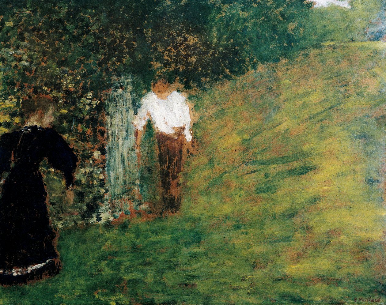 Homem e mulher perto de uma árvore de Edouard Vuillard