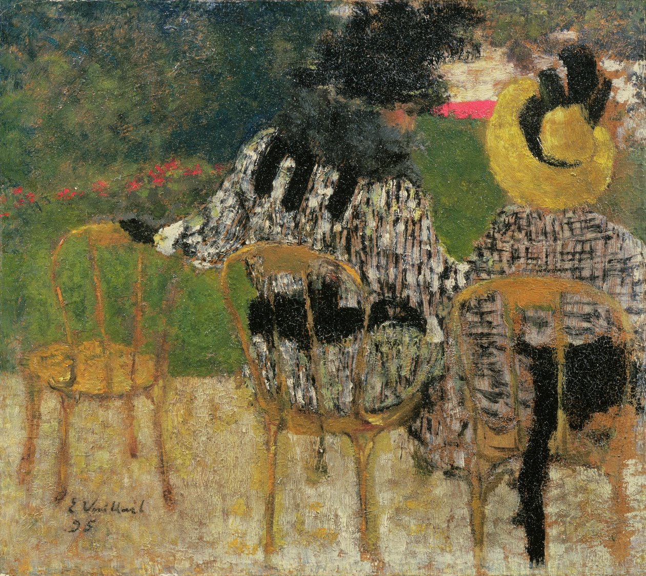 Nos Jardins das Tulherias, 1895 (óleo sobre papelão) de Edouard Vuillard