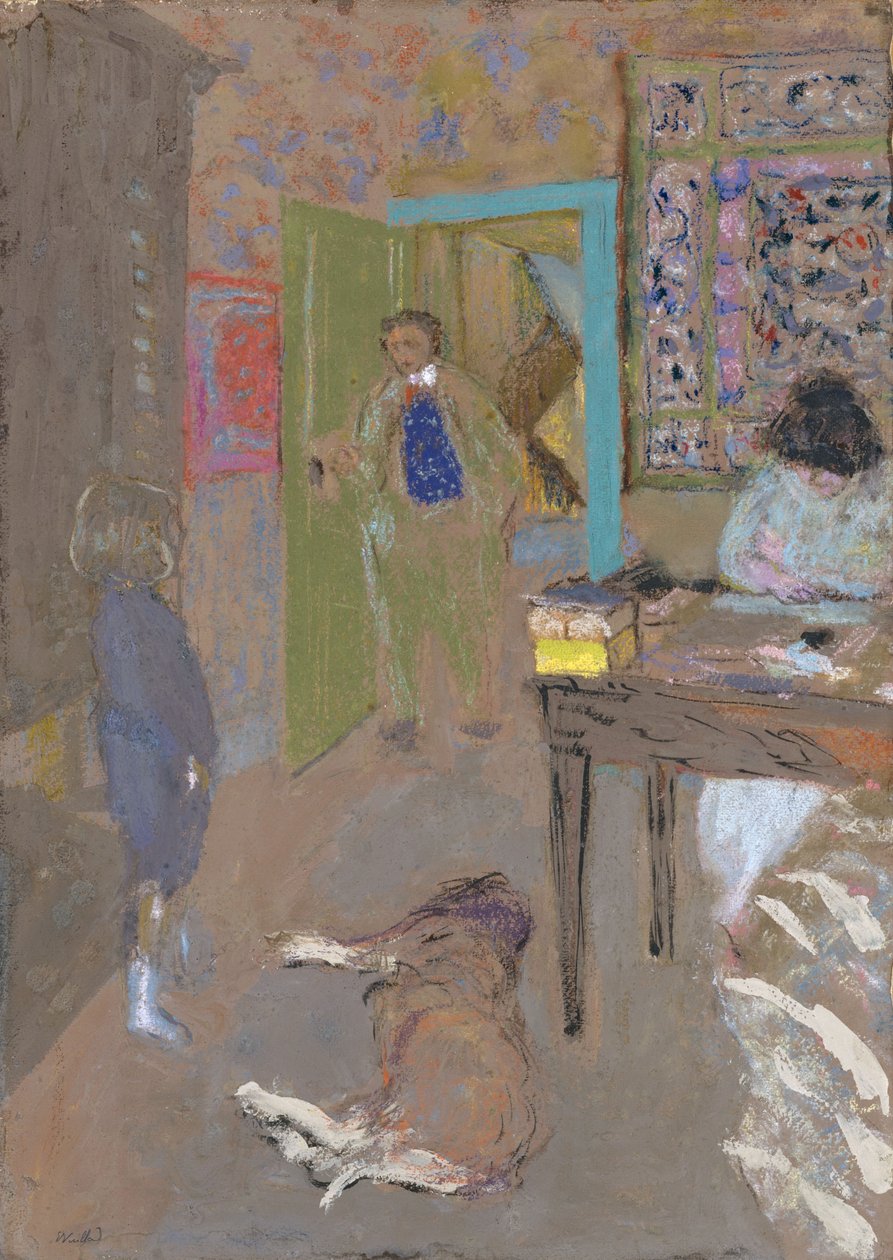 Interior em Saint-Jacut, 1909 (pastel e guache sobre papel) de Edouard Vuillard