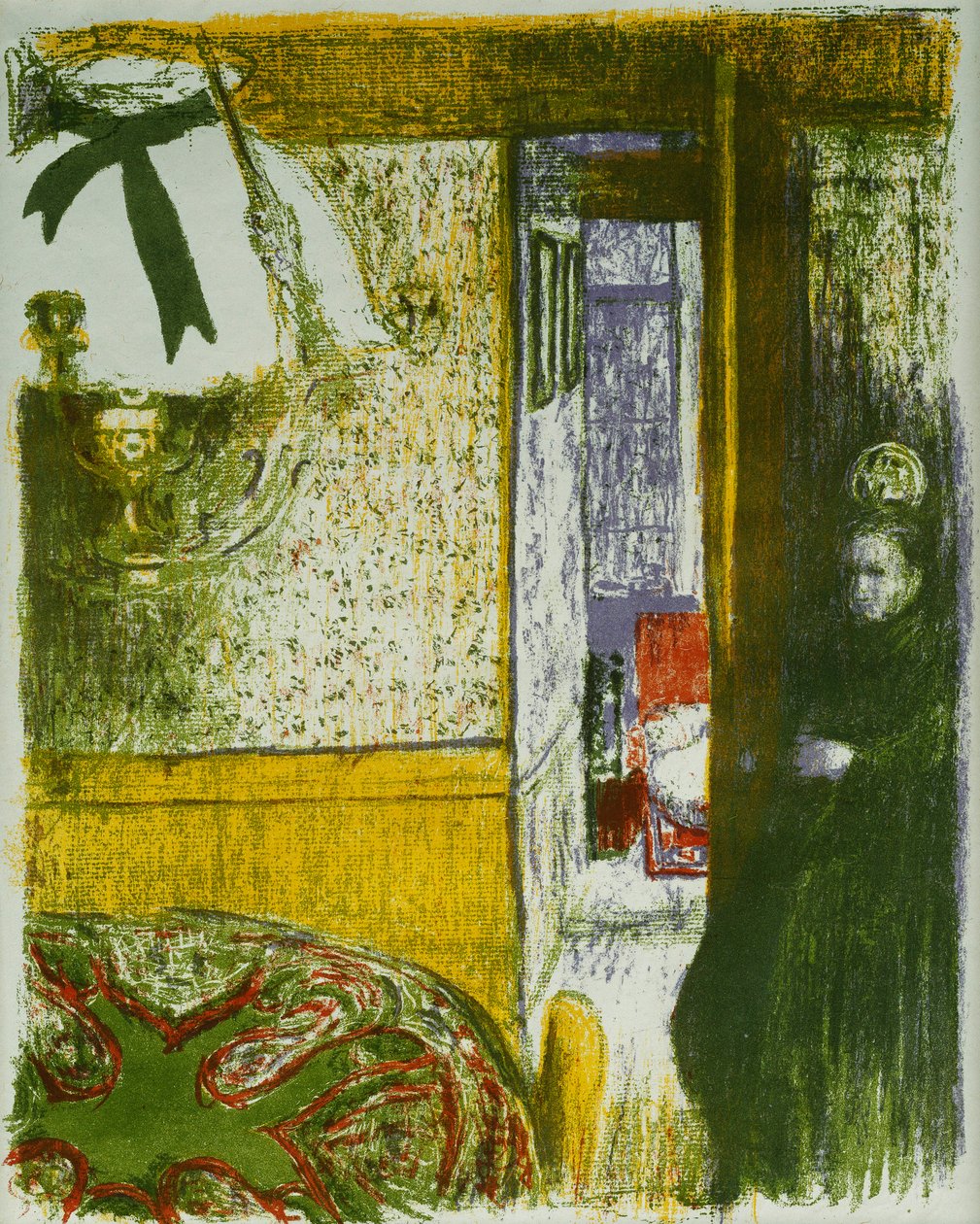 Interior com candeeiro suspenso, de paisagens e interiores; Interieur a la Suspension, de Paysages et Interieurs, 1899 de Edouard Vuillard