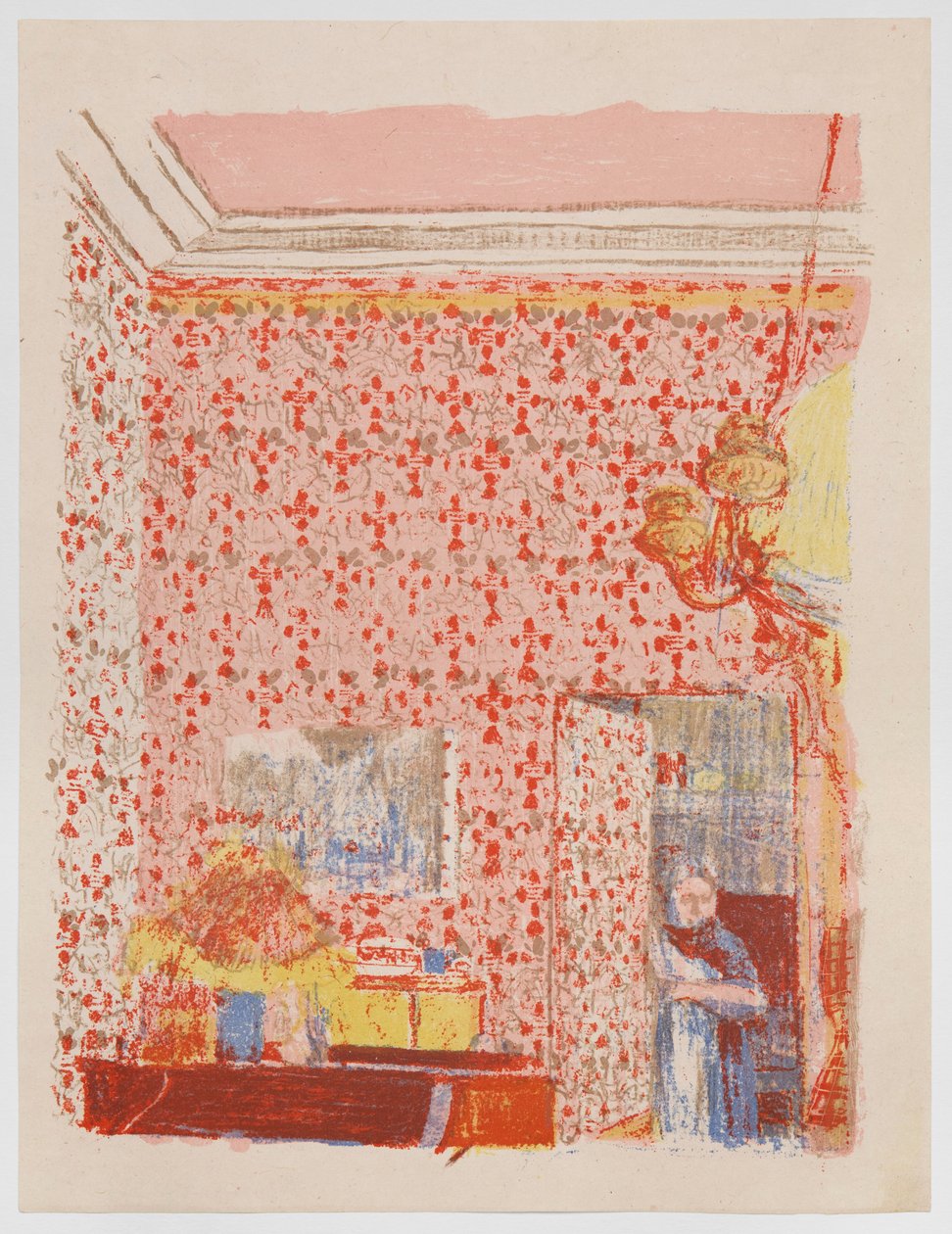 Innenraum mit rosa Tapete I, aus der Serie „Landschaften und Innenräume“ de Edouard Vuillard