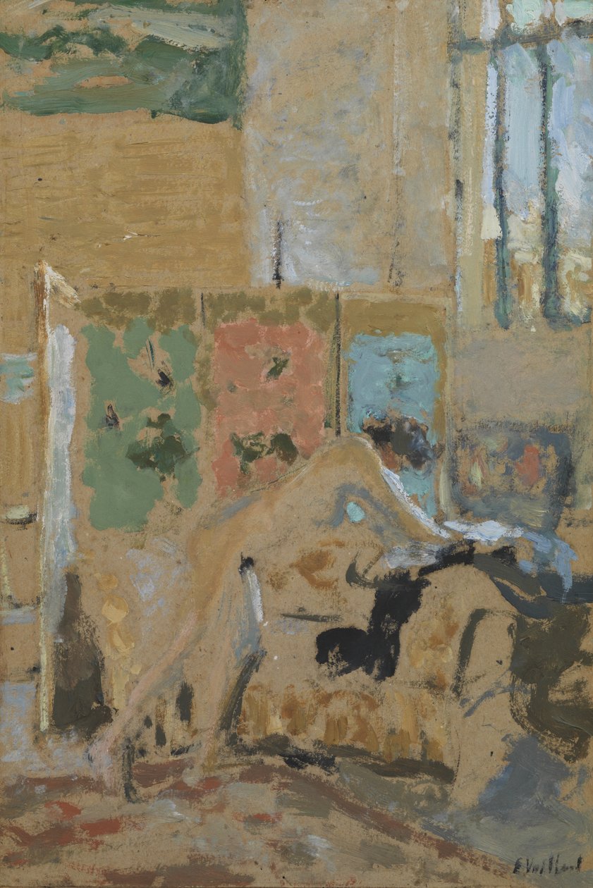Interior com uma tela, 1909-10 de Edouard Vuillard