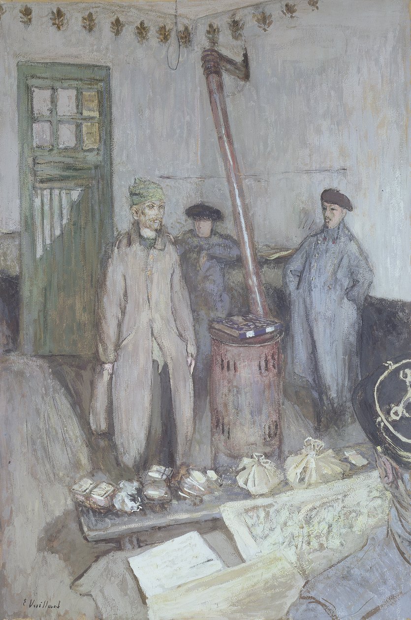 Interrogatório de um prisioneiro alemão por um oficial francês, 1917 de Edouard Vuillard