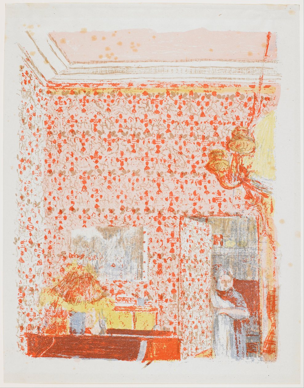 Interior com tapeçarias rosa I de Edouard Vuillard