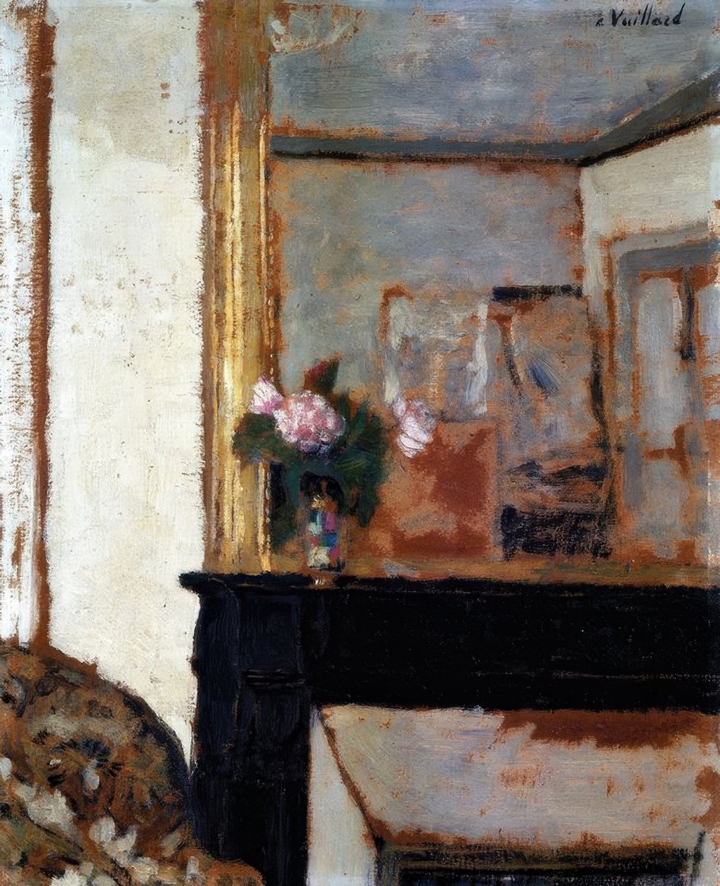 Vaso de flores em uma lareira - 1900 de Edouard Vuillard