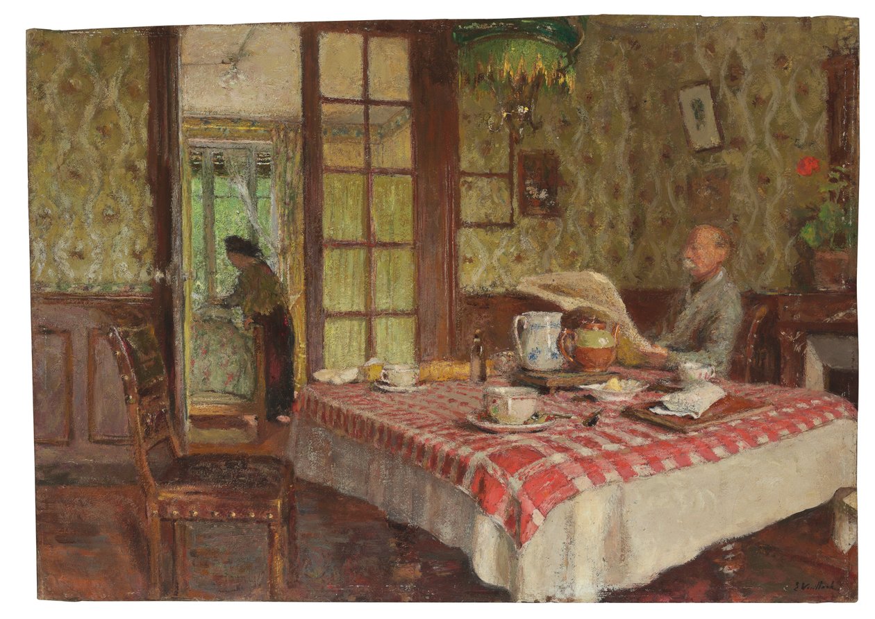 Lendo na sala de jantar, Vaucresson, 1924 de Edouard Vuillard