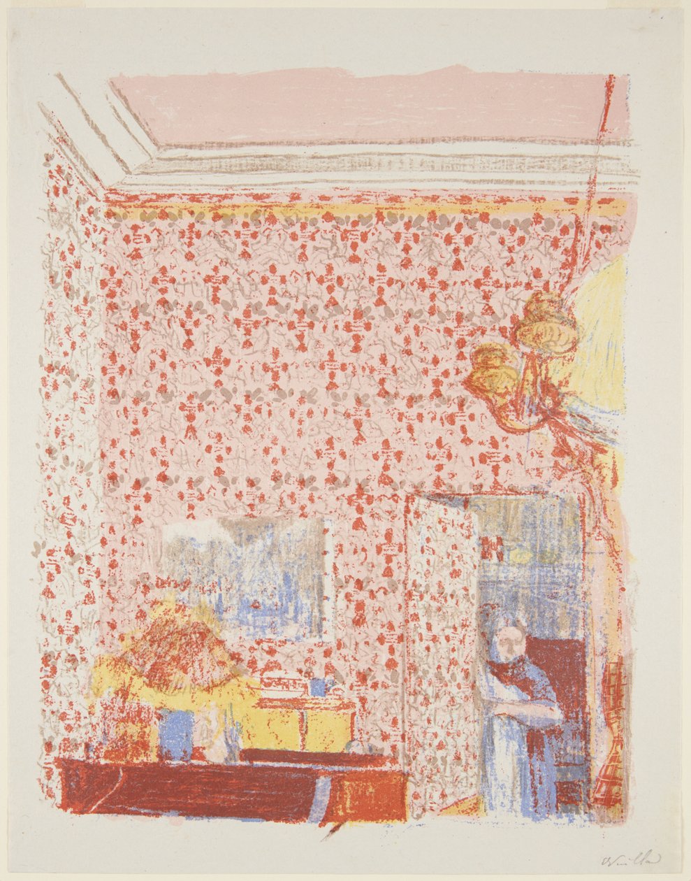 Landschaften und Innenräume: Innenraum mit rosa Tapete I de Edouard Vuillard