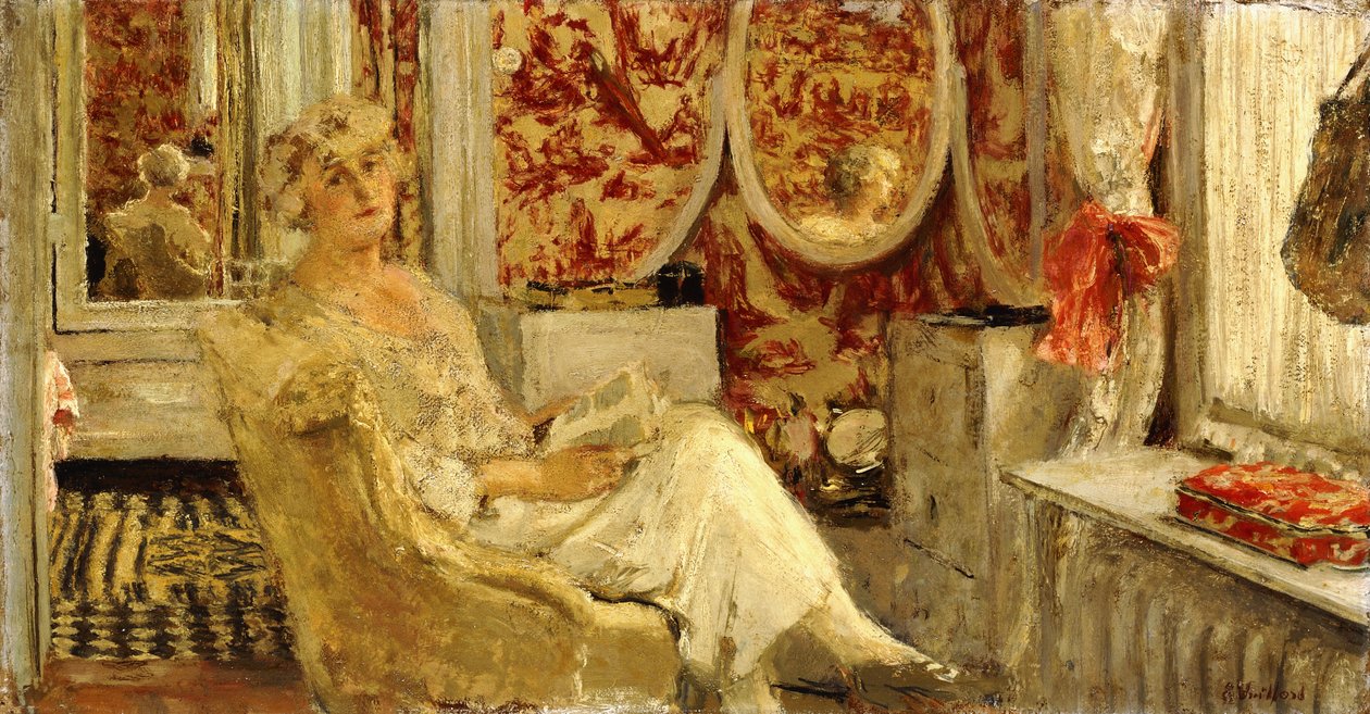Lucy Hessel no Boudoir na propriedade Cezanne, Vaucresson, 1924 de Edouard Vuillard