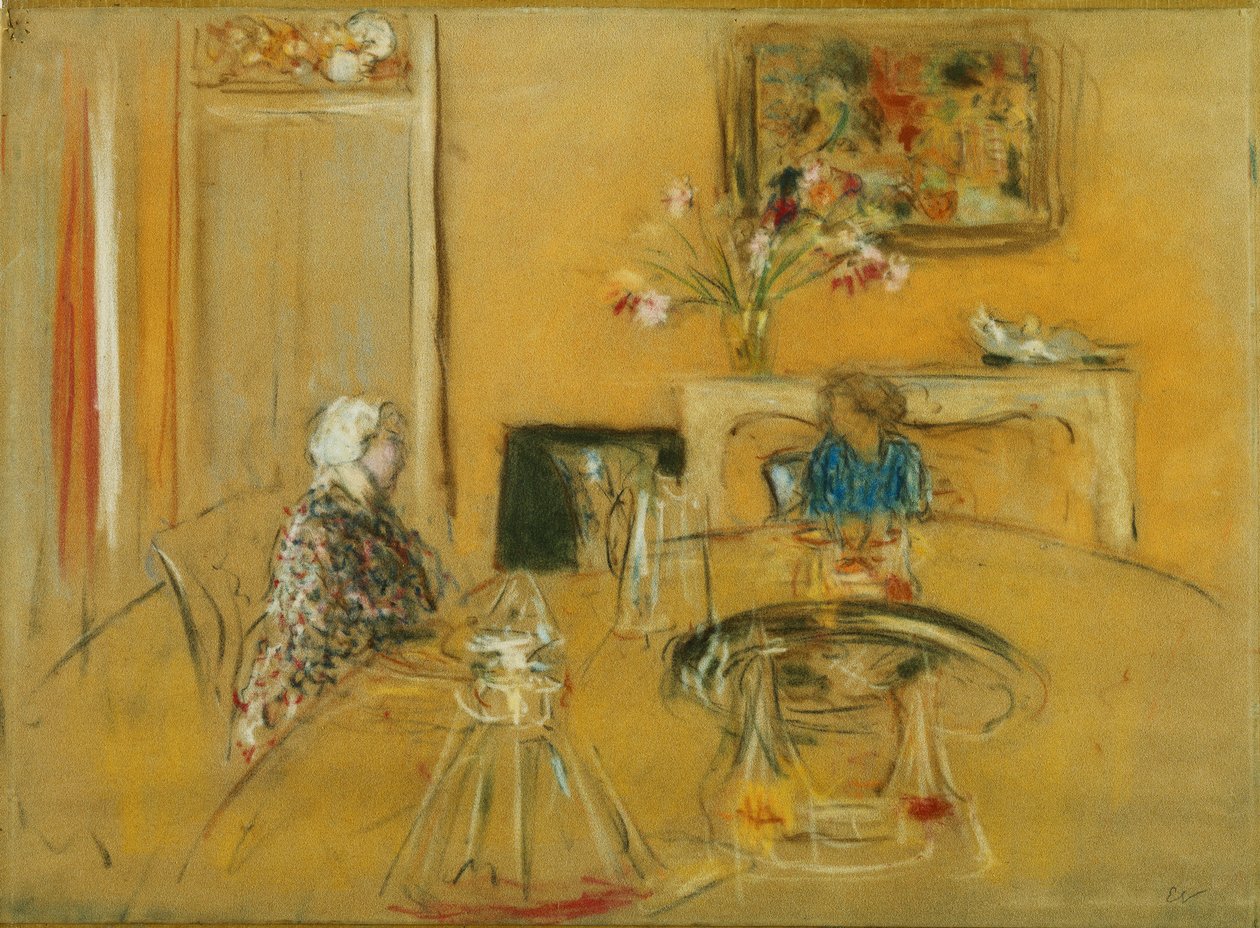 Almoço no Castelo Clayes; Almoço no Chateau des Clayes, c. 1935 de Edouard Vuillard