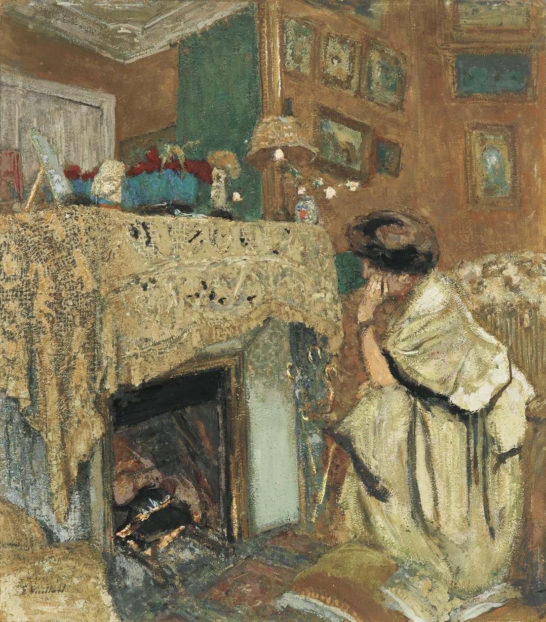 Madame Hessel junto à lareira, 1917-1918 de Edouard Vuillard
