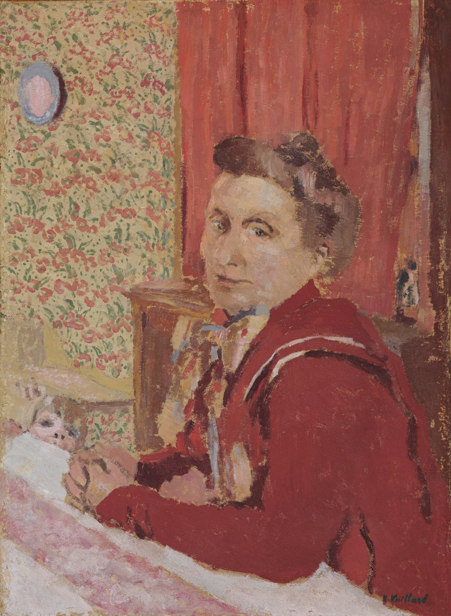 Madame Roussel em roupão marrom-avermelhado; Madame Roussel em túnica marrom vermelha, 1901 de Edouard Vuillard