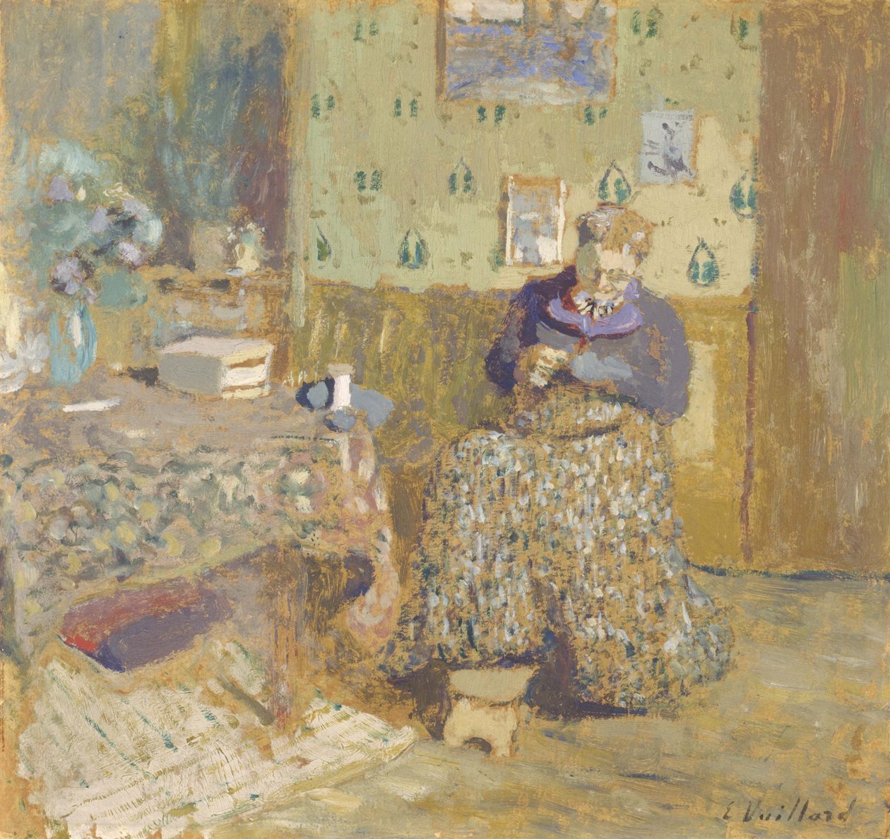 Madame Vuillard Sewing, 1920 de Edouard Vuillard