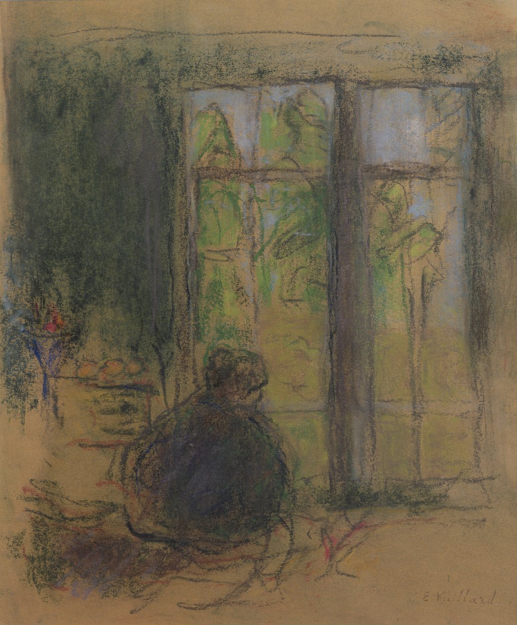 Madame Vuillard na janela, 1915 de Edouard Vuillard