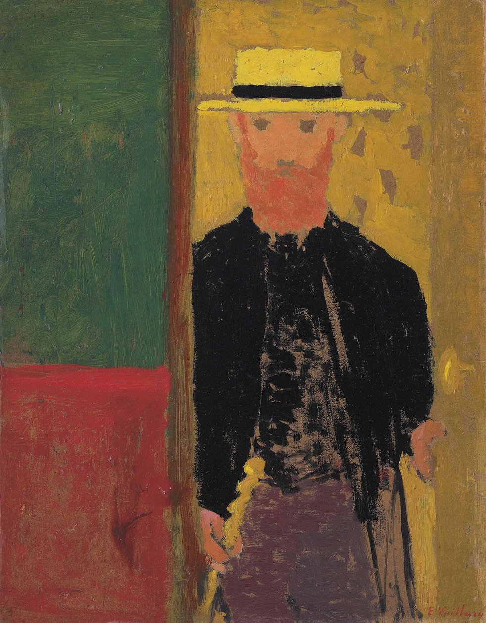 Auto-retrato com s chapéu de palha, ca 1892. de Edouard Vuillard