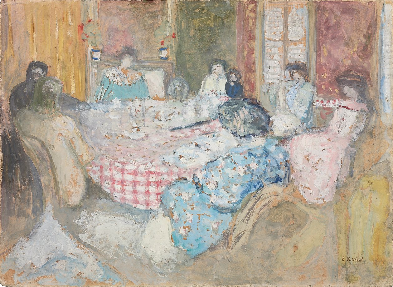 A toalha de mesa quadriculada; A toalha de mesa quadriculada, 1910 de Edouard Vuillard