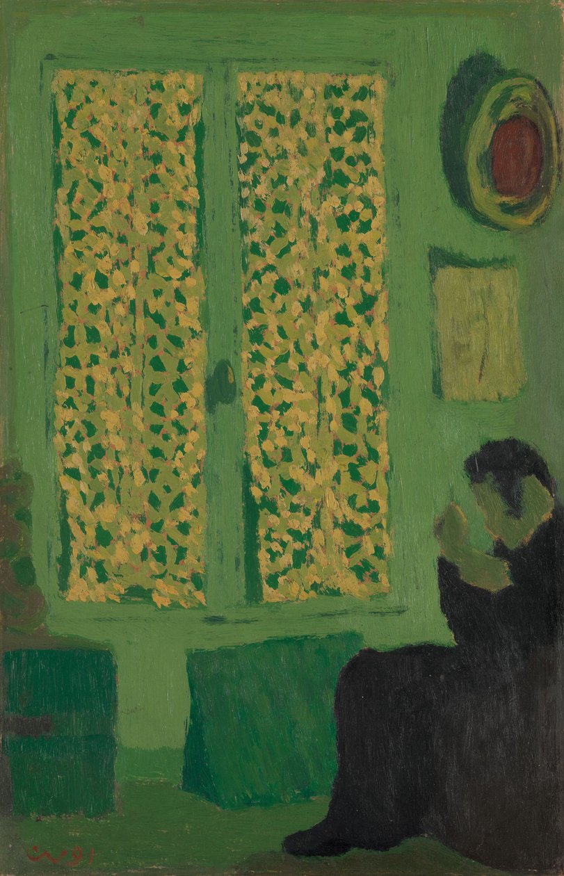 O Interior Verde, 1891 (óleo em papelão, montado em madeira embalada) de Edouard Vuillard