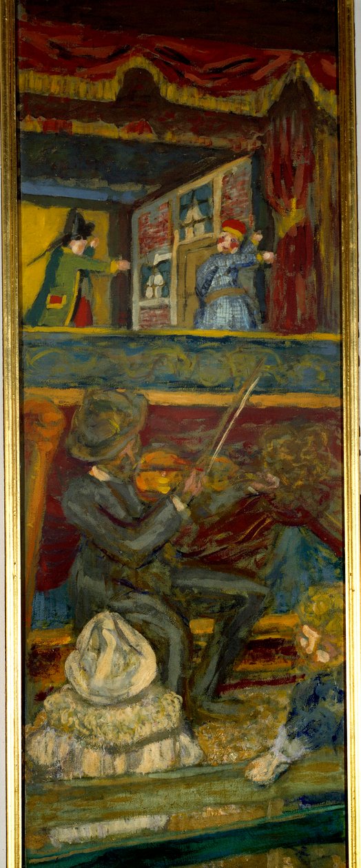 O Teatro Guignol Um violinista e um espectáculo de marionetas (detalhe) Século XX (óleo sobre tela) de Edouard Vuillard