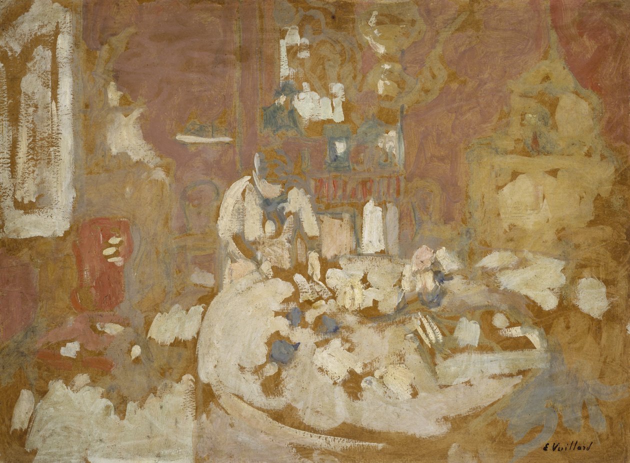 A Mesa (óleo sobre cartão) de Edouard Vuillard