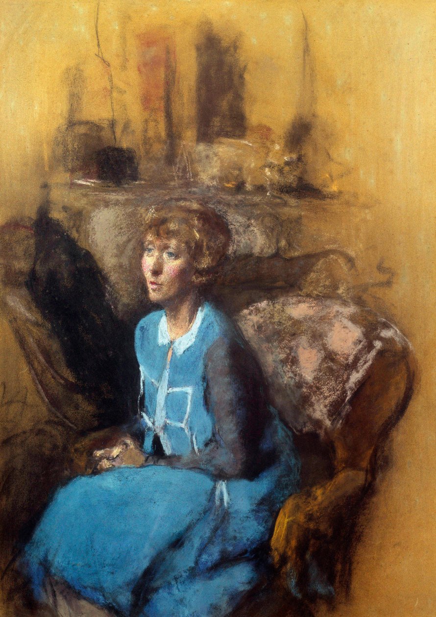 O vestido azul, século XX (aguarela) de Edouard Vuillard