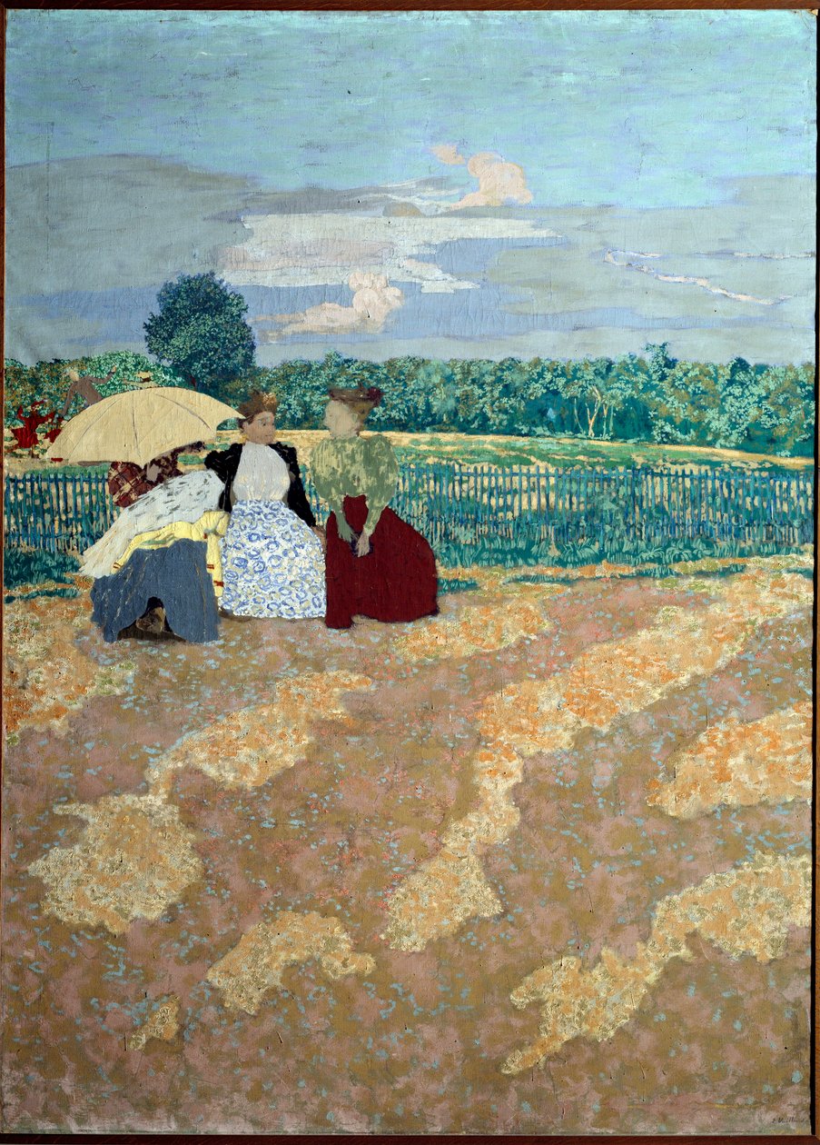 Os jardins públicos: A conversa (no centro) (detalhe do tríptico) de Edouard Vuillard