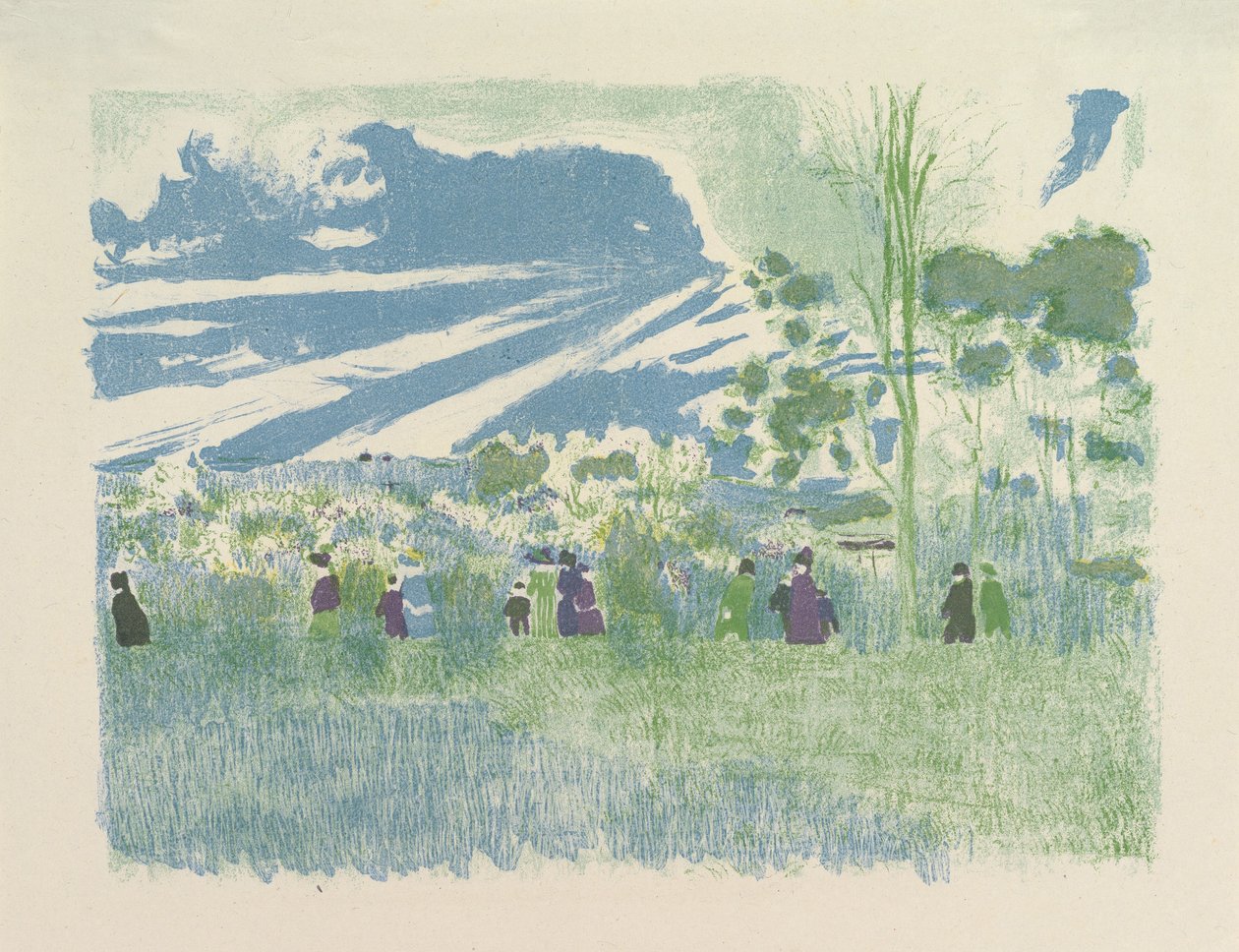 À Travers Champs (Do outro lado dos campos), da série Landscapes and Interiors de Edouard Vuillard